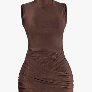 Elegant Brown Sleeveless Dress